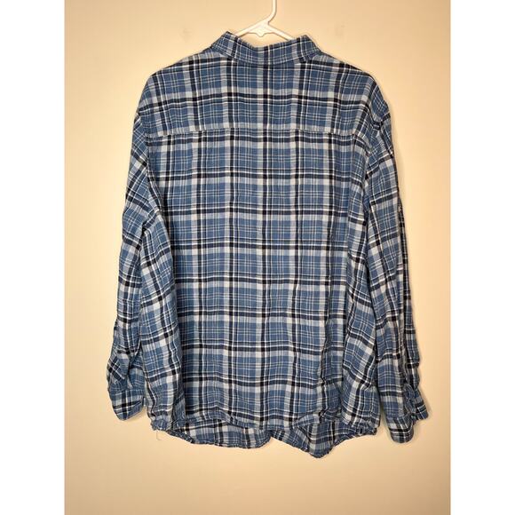 Lauren Ralph Lauren Dusty Blue Plaid Country Ranch Linen Old Money Shirt 3X - Picture 7 of 7